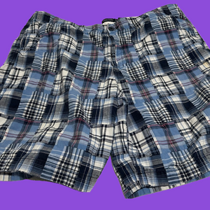 Faded Glory Men's Plaid Shorts - Blue and Black